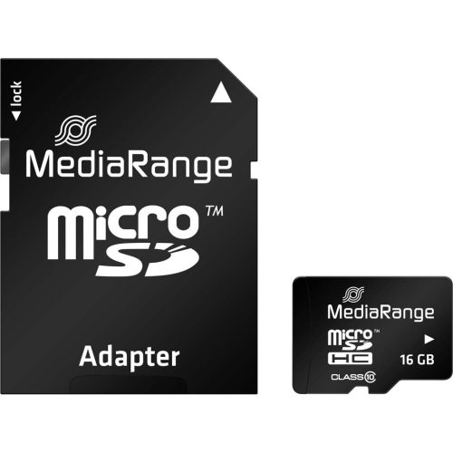 Mediarange 16GB Class10 micro SD memóriakártya + normál SD adapter