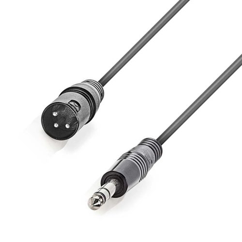 Jack-XLR kábel, minőségi, réz, szilikon, 3.0m (1x 6.3mm sztereó jack apa - 1x 3p. XLR anya)