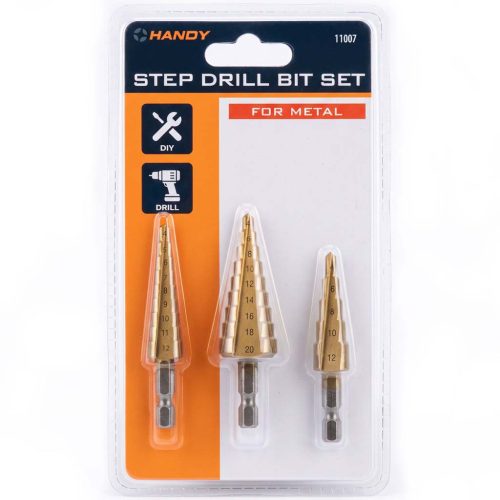 Handy Step Drill Bit Set 3db-os HSS lépcsős fúrószár készlet fémhez 4-20mm