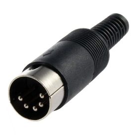 DIN dugó, lengő, 5-pin, 180°, műanyag