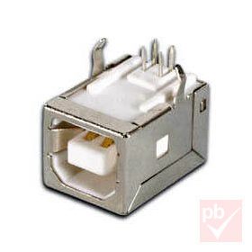 USB 2.0 B aljzat, beépíthető, THT, 90°