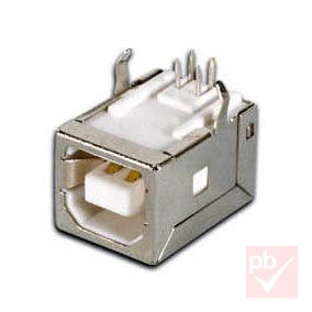 USB 2.0 B aljzat, beépíthető, THT, 90°