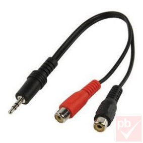   Audio átalakító, Jack 3.5mm sztereó dugó - 2x RCA aljzat 20cm