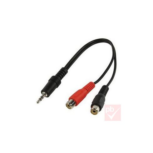 Audio átalakító, Jack 3.5mm sztereó dugó - 2x RCA aljzat 20cm