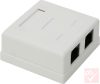 RJ45 fali doboz, 2db 8P8C aljzat, Cat5e, műanyag, fehér