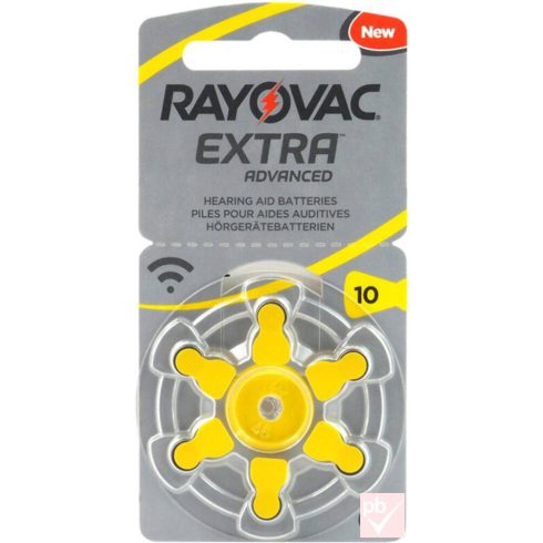Rayovac 10 hallókészülék gombelem (6db-os csomag, 1.45V 105mA)