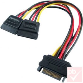 Táp átalakító, SATA aljzat -> 2x SATA táp dugó 15cm