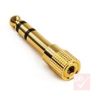   Audio átalakító, Jack 6.3mm sztereó dugó - Jack 3.5mm aljzat (aranyozott, fém)
