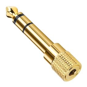   Audio átalakító, Jack 6.3mm sztereó dugó - Jack 3.5mm aljzat (aranyozott, fém)