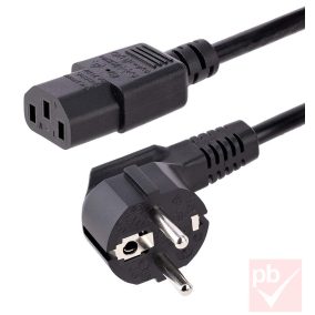   Hálózati tápkábel számítógéphez, monitorhoz (Schuko 90° dugvilla - IEC C13 dugó) 5.0m