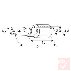Kábelsaru, 4.8mm apa, szigetelt, kék
