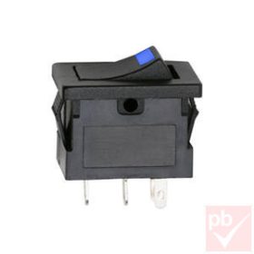   Billenő kapcsoló, szögletes, fekete, kék LED, 1 körös, 2 állású, 12x19mm