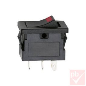   Billenő kapcsoló, szögletes, fekete, piros LED, 1 körös, 2 állású, 12x19mm