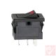 Billenő kapcsoló, szögletes, fekete, piros LED, 1 körös, 2 állású, 12x19mm