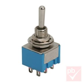   Karos kapcsoló, 2 körös, 3 állású, 6 láb, 250V 3A, forrasztható