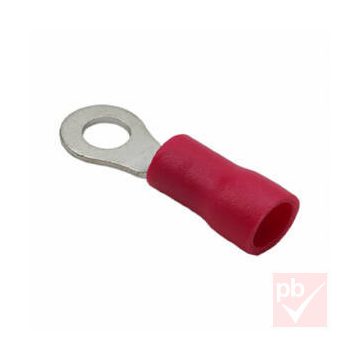   Kábelsaru, 8.5mm (M8) / 4.3mm, gyűrűs (szemes), szigetelt, piros