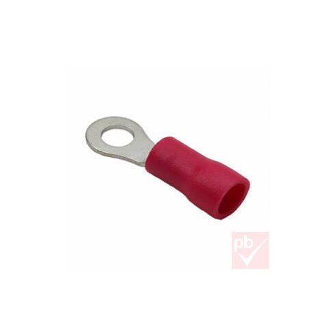 Kábelsaru, 8.5mm (M8) / 4.3mm, gyűrűs (szemes), szigetelt, piros