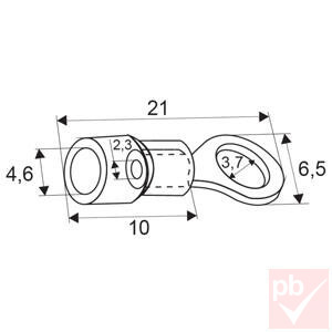 Kábelsaru, 3.7mm (M3.5) / 2.3mm, gyűrűs (szemes), szigetelt, kék