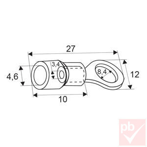 Kábelsaru, 8.5mm (M8) / 4.3mm, gyűrűs (szemes), szigetelt, kék