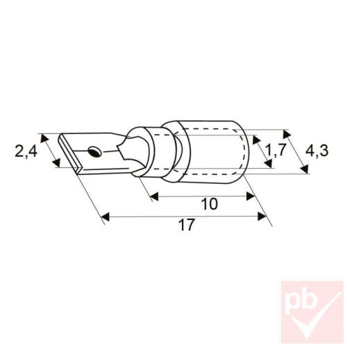 Kábelsaru, 2.8mm apa, szigetelt, piros
