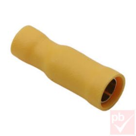 Kábelsaru, 5.0mm anya, hengeres, szigetelt, sárga