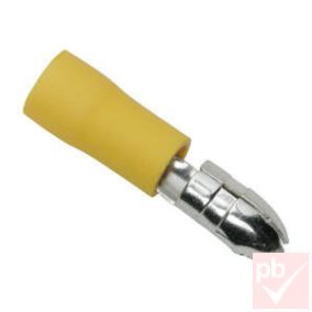 Kábelsaru, 5.0mm apa, hengeres, szigetelt, sárga