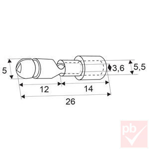 Kábelsaru, 5.0mm apa, hengeres, szigetelt, sárga
