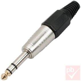  Jack dugó, 6.3mm sztereó, fém ház, erősített kivitel (fekete)