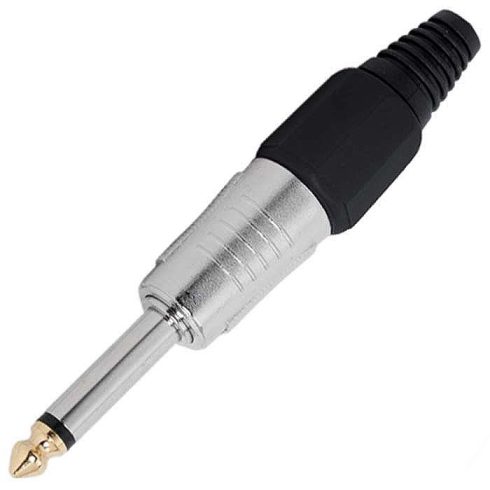Jack dugó, 6.3mm mono, fém ház, erősített kivitel (fekete)