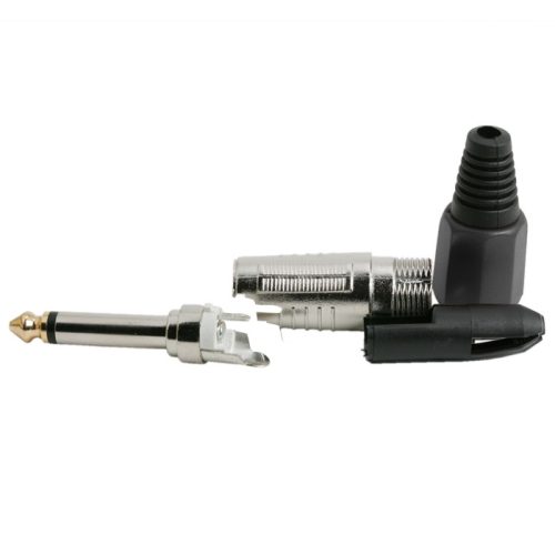 Jack dugó, 6.3mm mono, fém ház, erősített kivitel (fekete)