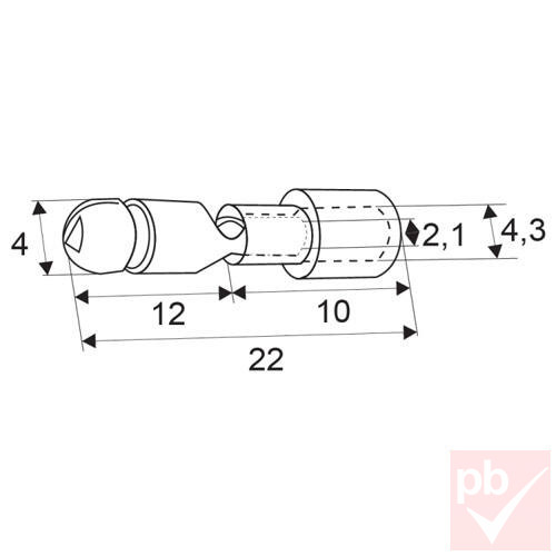 Kábelsaru, 5.0mm apa, hengeres, szigetelt, kék