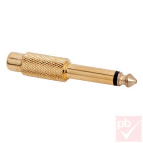   Audio átalakító, Jack 6.3mm mono dugó - 1x RCA aljzat (aranyozott, fém)