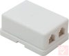 RJ11 fali doboz, 2db 6P4C aljzattal, műanyag, fehér