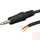 Jack kábel, szerelhető (1db 3.5mm sztereó dugó / blankolt vég) 1.2m