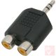 Audio átalakító, Jack 3.5mm sztereó dugó - 2x RCA aljzat (műanyag)
