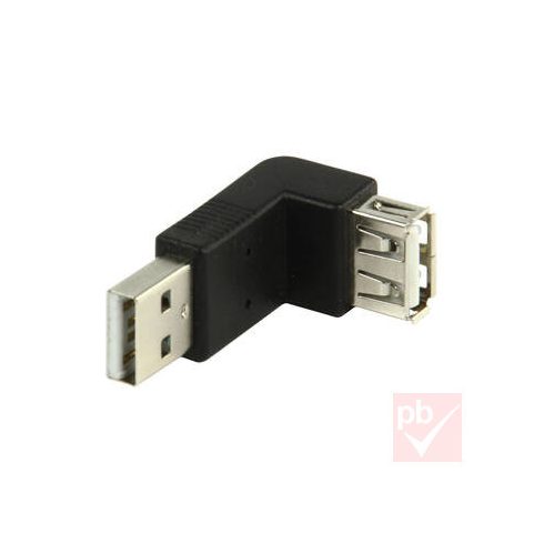 USB 2.0 átalakító, "A" dugó - "A" aljzat  90°  v1