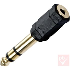   Audio átalakító, Jack 6.3mm sztereó dugó - Jack 3.5mm aljzat (aranyozott, műa.)