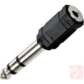   Audio átalakító, Jack 6.3mm sztereó dugó - Jack 3.5mm aljzat (műanyag)