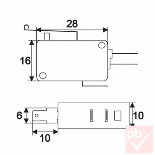 Mikrokapcsoló, karos ON/ON 4A 250V