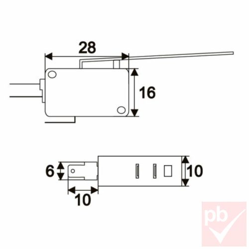 Mikrokapcsoló, karos ON/ON (SPDT) 4A(16A) 250V