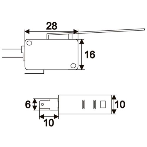 Mikrokapcsoló, karos ON/ON (SPDT) 4A(16A) 250V