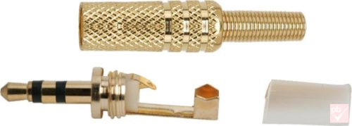 Jack dugó, 3.5mm sztereó, fém ház, aranyozott