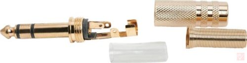 Jack dugó, 6.3mm sztereó, fém ház, aranyozott