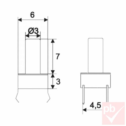 Mikrokapcsoló, 6x6mm, gomb magasság: 7mm (v3)