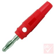 Banán dugó, lengő, 4mm, gumi szigetelés, piros