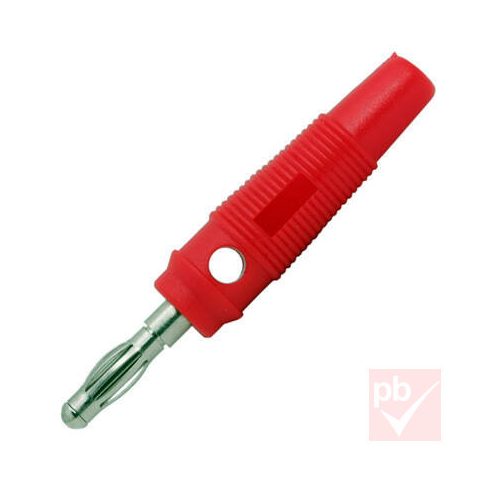 Banán dugó, lengő, 4mm, gumi szigetelés, piros