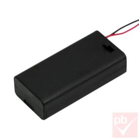   Elem tartó, 2db AA elem számára, zárt, kábellel, kapcsolóval