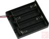 Elem tartó, 4db AA elem számára, zárt, kábellel, kapcsolóval