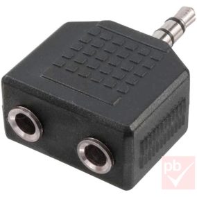   Jack elosztó, 1x 3.5mm sztereó dugó - 2x 3.5mm sztereó aljzat, műanyag ház