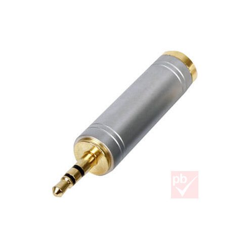 Audio átalakító, Jack 3.5mm sztereó dugó - Jack 6.3mm sztereó aljzat (arany,fém)
